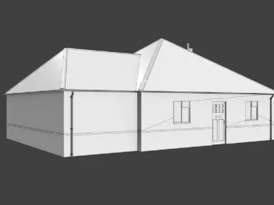 Bungalow  British English UK house low poly Low-poly 3D model