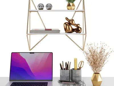 Golden Workplace Set 01 3D model