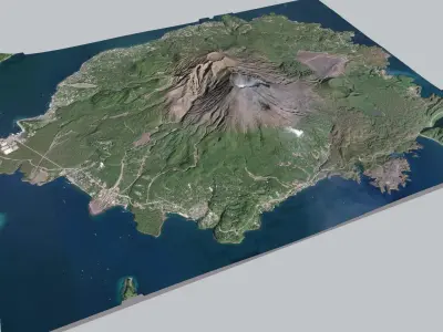 Mountain landscape Stratovolcano Sakurajima Japan 3D model