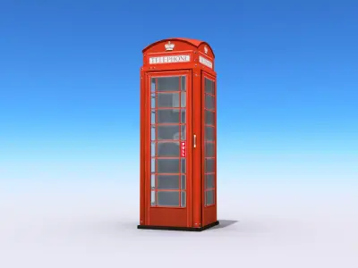 British Phone Booth Low-poly 3D model