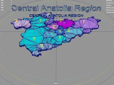 Central Anatolia Region  Turkey map region geography political 3D model