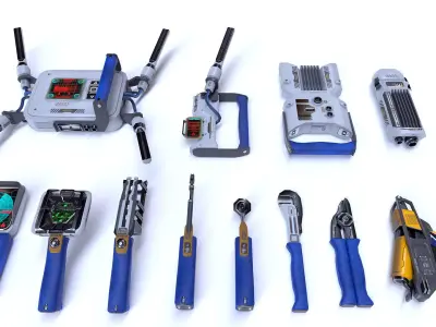 Toolkit sci-fi devices set - lowpoly PBR Low-poly 3D model