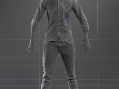 Rigged 3D boy with realistic hair in casual clothing Low-poly 3D model