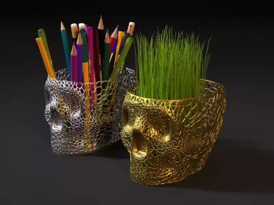 Skull planter organizer 3D print model
