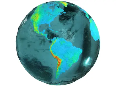 Earth Water 3D Globe Heightmap Shade  Low-poly 3D model