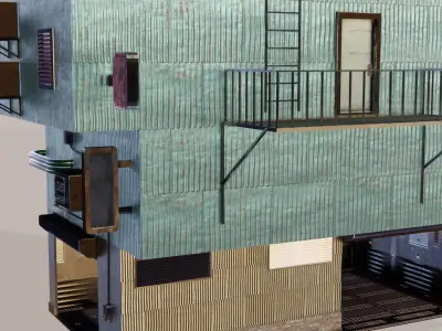 Cyberpunk Garage Building Low-poly 3D model