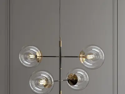 MEREDITH chandelier with three glass globes 3D model