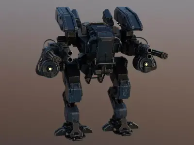 The Mech futuristic robot Low-poly 3D model