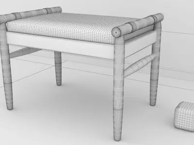 armchair-chair wooden stool 3D model