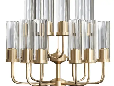 Brass Blue Glass Tube Chandelier by Hans Agne Jakobsson 3D model purchase