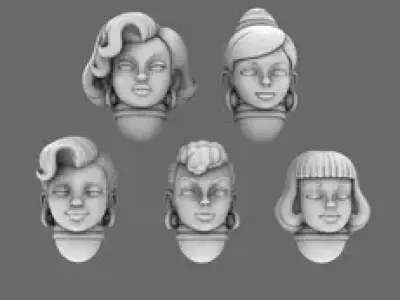 Legion of Barb Vintage Fashion Doll Heads 3D print model