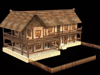 Old Rustic Medieval Cottage 3D Asset Low-poly 3D model