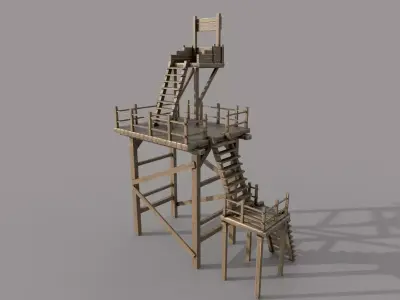 Wooden Watch Tower Low-poly 3D model