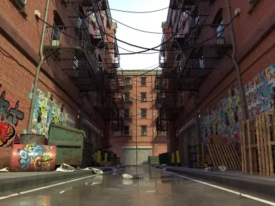 New York Alleyway Assets 3D model