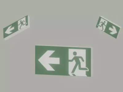 Exit Sign Low-poly 3D model