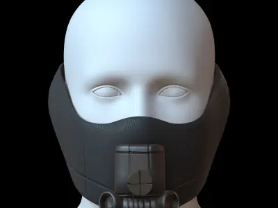 Gas mask helmet 3d model scifi Low-poly  Low-poly 3D model