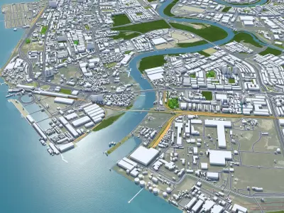 Seberang Perai City in Malaysia Low-poly 3D model