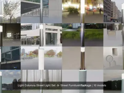 Light Columns Street Light Set -9- Street Furniture Package