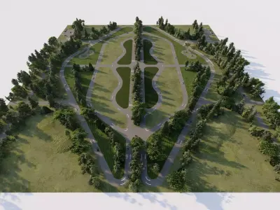 public park-Private Park Landscape 3D model