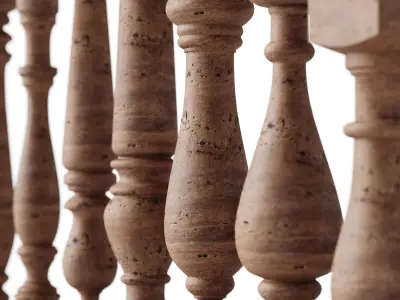 Baluster and railing fence of stairs pack 01 3D model