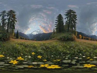 HDRI Meadow Landscapes Low-poly 3D model