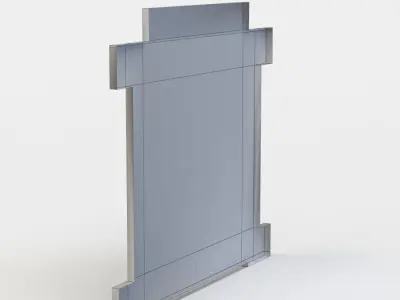 Window antique mirror with silver frame Low-poly 3D model