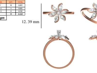 Light Weight Wedding Engagement Women Ring STL JCD Details 3D print model 13