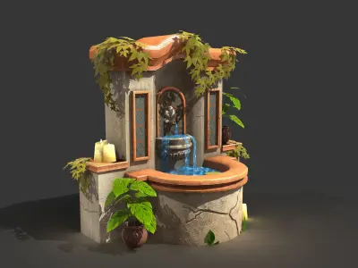 Fountain Low-poly 3D model shop