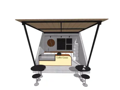  Small Coffee Shop Triangle 3D Model 3D model