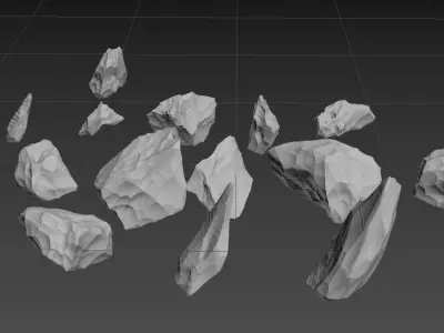 Obsidian rocks HD pack - 15 pieces 3D model
