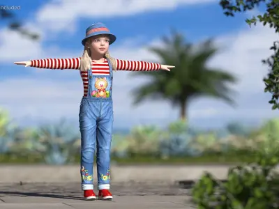 Child Girl Street Style Rigged 3D model