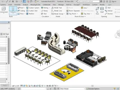 3d mode Furniture revit 2018 3D model