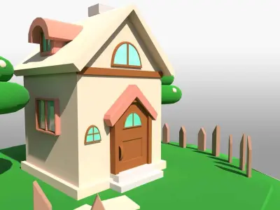 Cartoonish Low Poly House Environment  Low-poly 3D model
