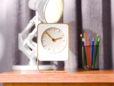 Modern Minimalist Desk Clock Wood and White 3D Model Free 3D model
