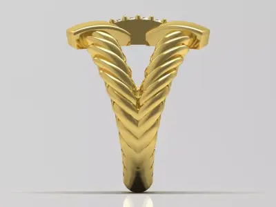 Ring a modern combination of gold and diamonds jr00231 3D print model