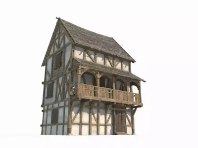 Medieval architectural folk houses 3D model