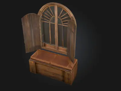 Rustic Window Seat  Cozy Nook for Timeless Daydreams 3D model