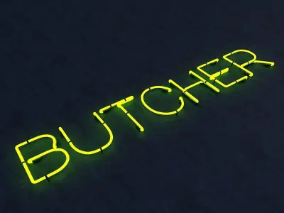 Butcher Neon Sign Low-poly 3D model