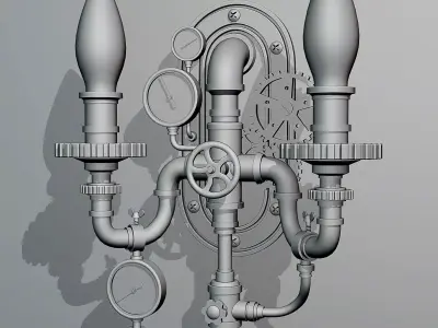 Steampunk Wall Lamp 1 3D model