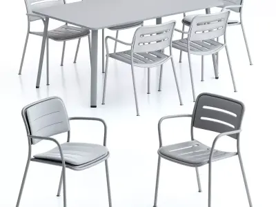 Kettal Village Table and Chair 3D model