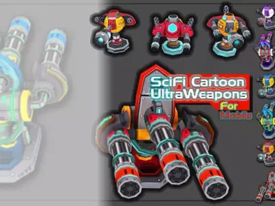 Sci Fi Cartoon Ultra Weapons Low-poly 3D model