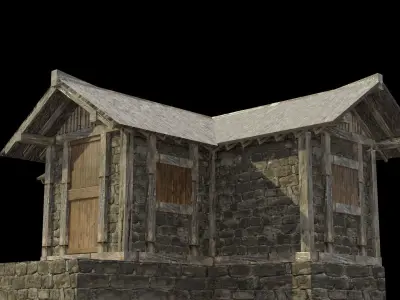 medieval house low poly old city house Low-poly 3D model