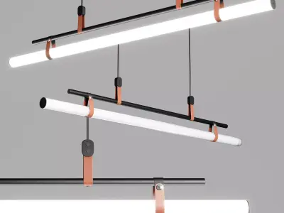 Lucien Tube Chandelier - Leather pendant light - decorlyn Low-poly 3D model