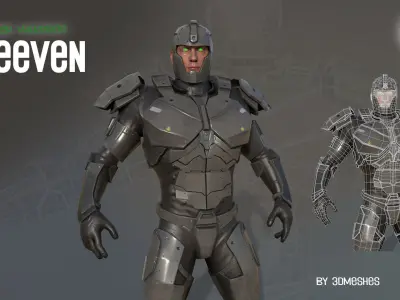 Cyber Warrior - SEEVEN Low-poly 3D model