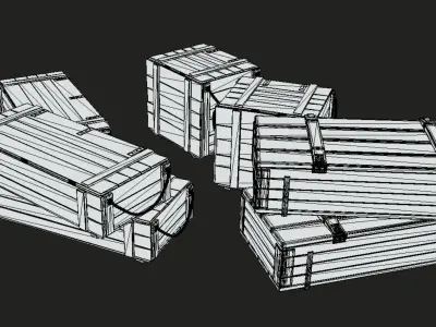 Wood Box Set Free 3D model