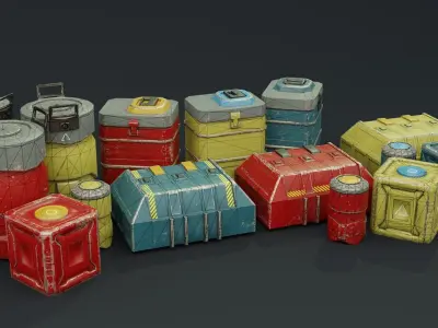 Sci Fi containers Low-poly 3D model