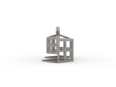 Fashion Earring Cubik House Shaped Earrings  3D print model