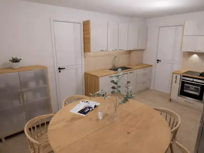 Modern Scandinavian Kitchen Interior SketchUp FBX  Low-poly 3D model