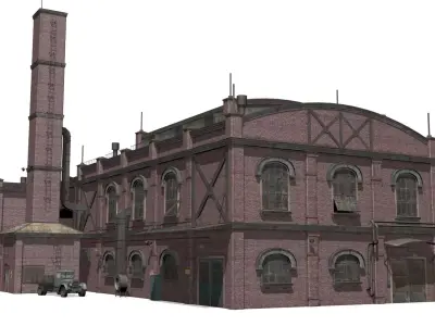 Old brick factory Low-poly 3D model