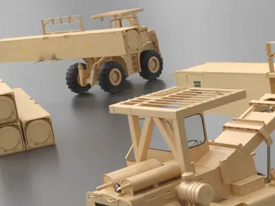  Stacked Missile Canisters and Tactical Hauler Sand 
